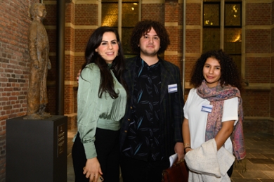Zeineb with Belal Aziz (middle) and Houda Nabih, with whom she set up the MENA student association.