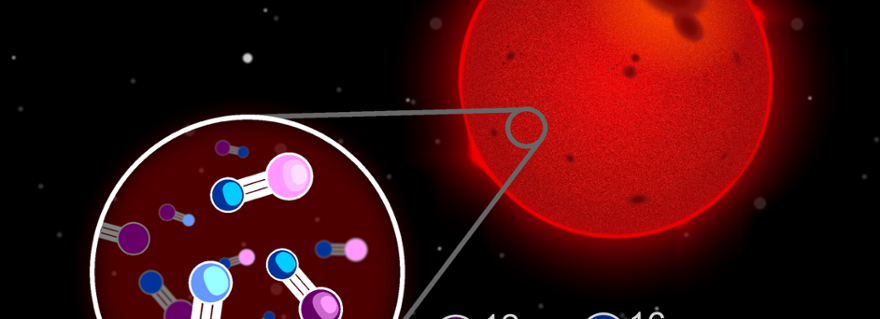 Artist’s impression of isotopes in a red dwarf star.