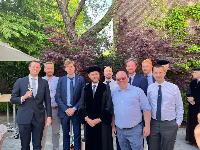 Gerard with members of Machra during his inaugural lecture in the garden of the Faculty Club