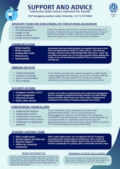 Contact pages for student organisations