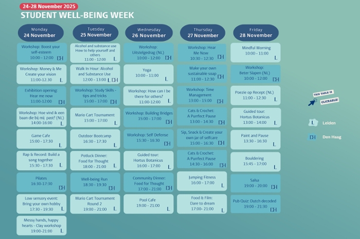 Download the programme Student Well-Being Week 2025 (November).