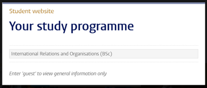 Student site: select programme